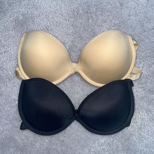 Nude and Black Strapless Bras